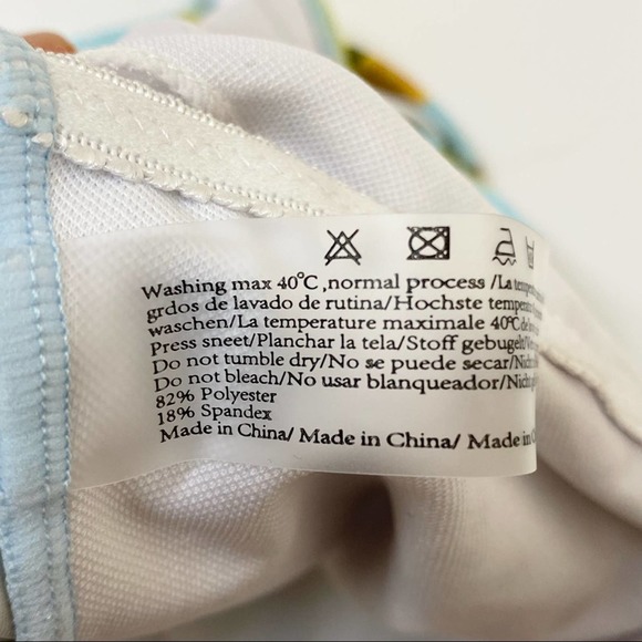 Lemon Print One-Piece Swimsuit Small Like New Blue Yellow Green - Picture 12 of 16